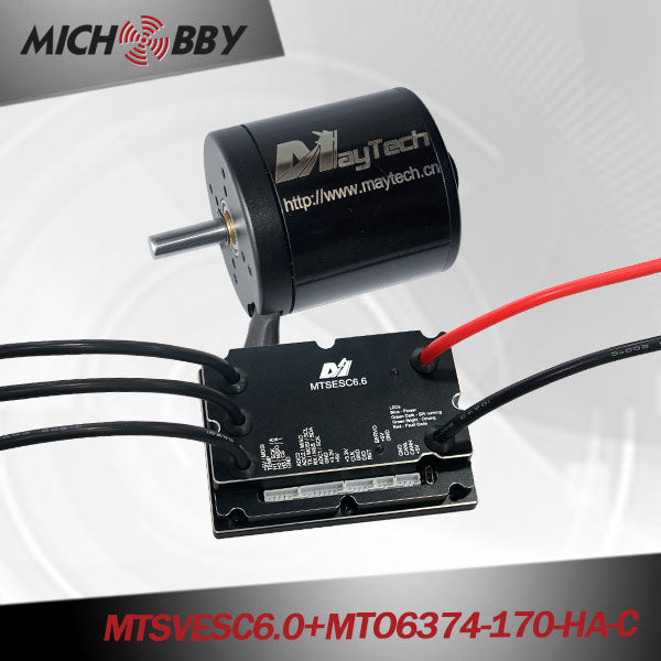 MICHOBBY 6374 170kv brushless outrunner black sealed cover motor with VESC6.0 200A based controller 