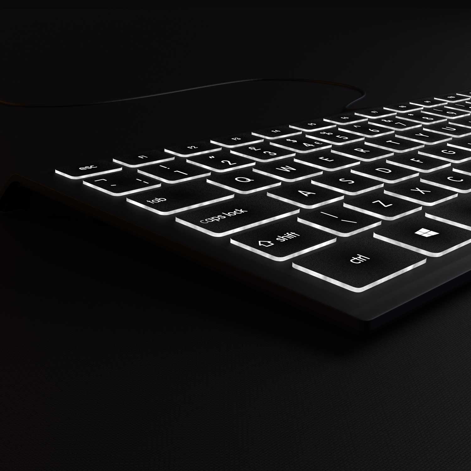 Mos rand Botsing Backlit PC Keyboard - Standard Keyboard