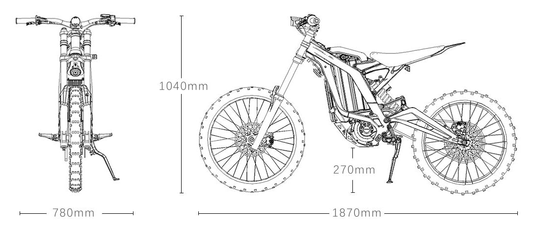 Surron LBX Dual-Sport E-Dirt Bike measurements