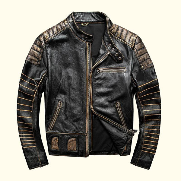 Retro Motorcycle Leather Jacket With Protection – James Leather