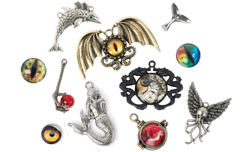 Steampunk pendant and charms