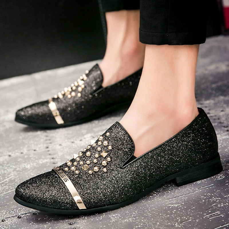 spiked loafers black