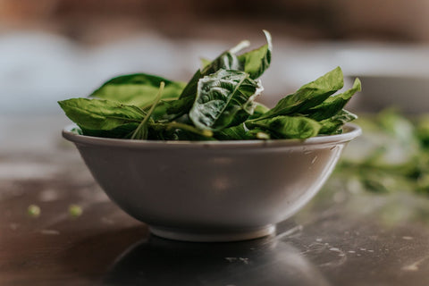 spinach, a good source of iron for a vegan diet