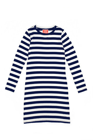 Zoe Dress in Navy and White Stripe