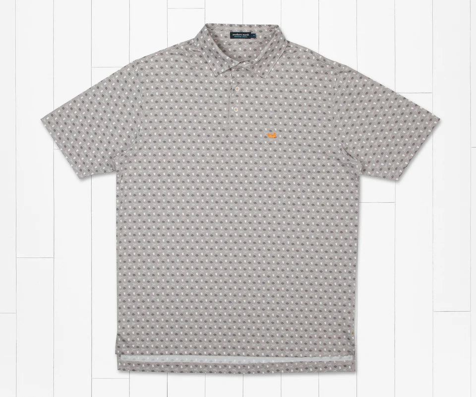 Pick Six Performance Polo - Light Gray & Orange