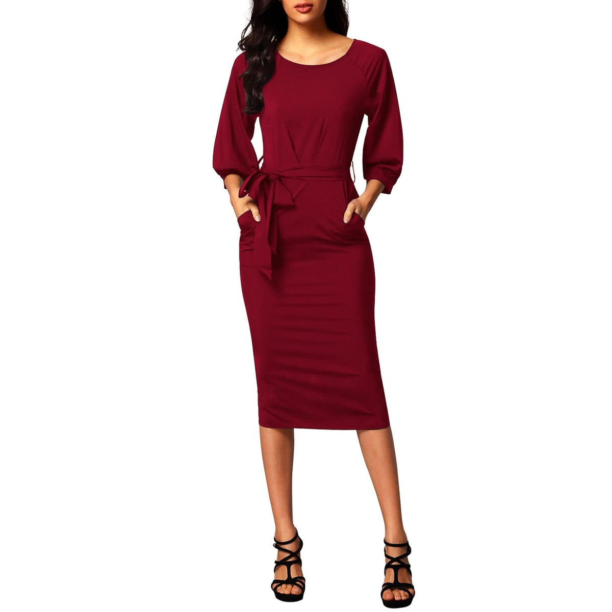 maroon pencil dress