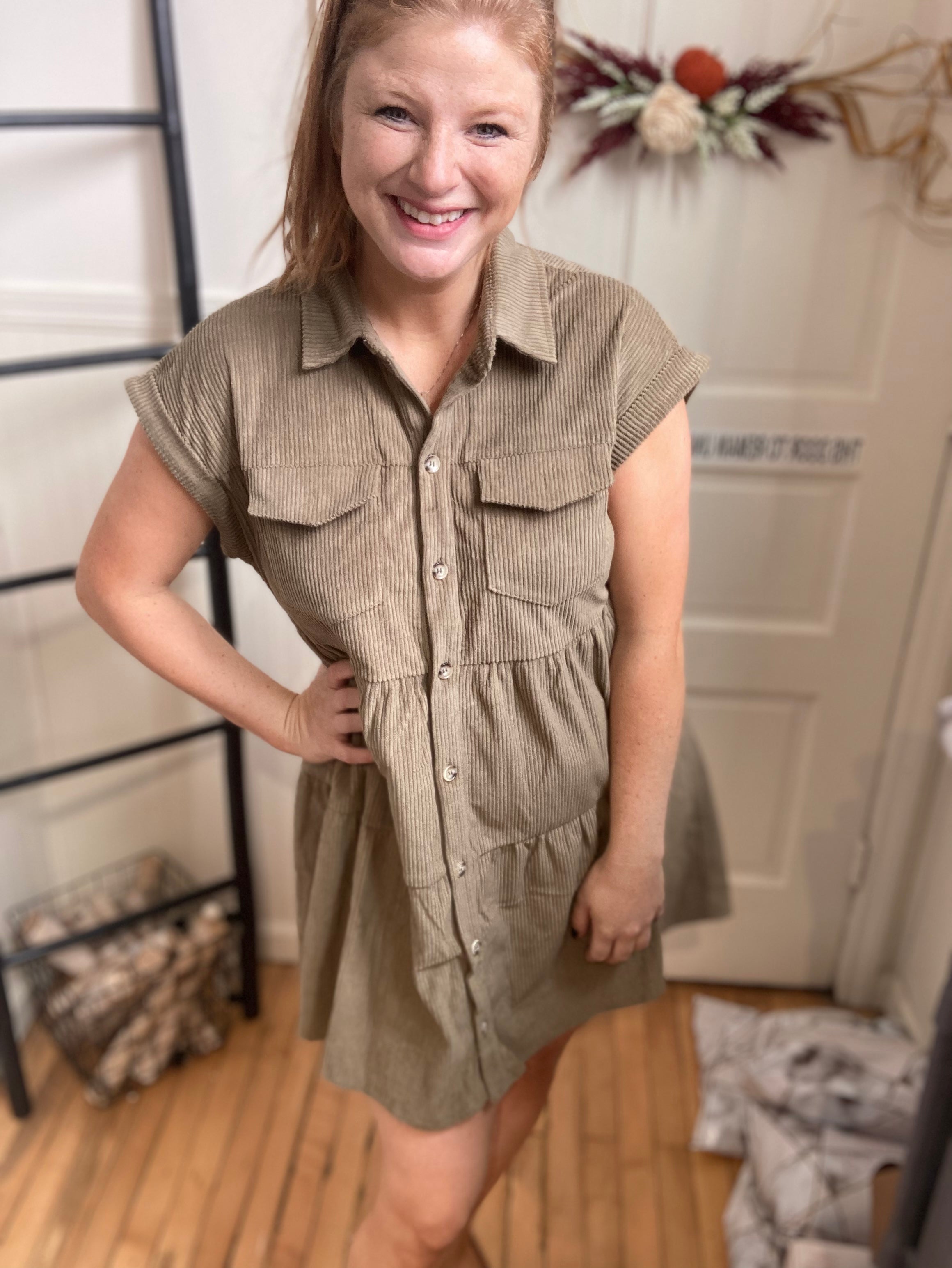Olive Cord Dress