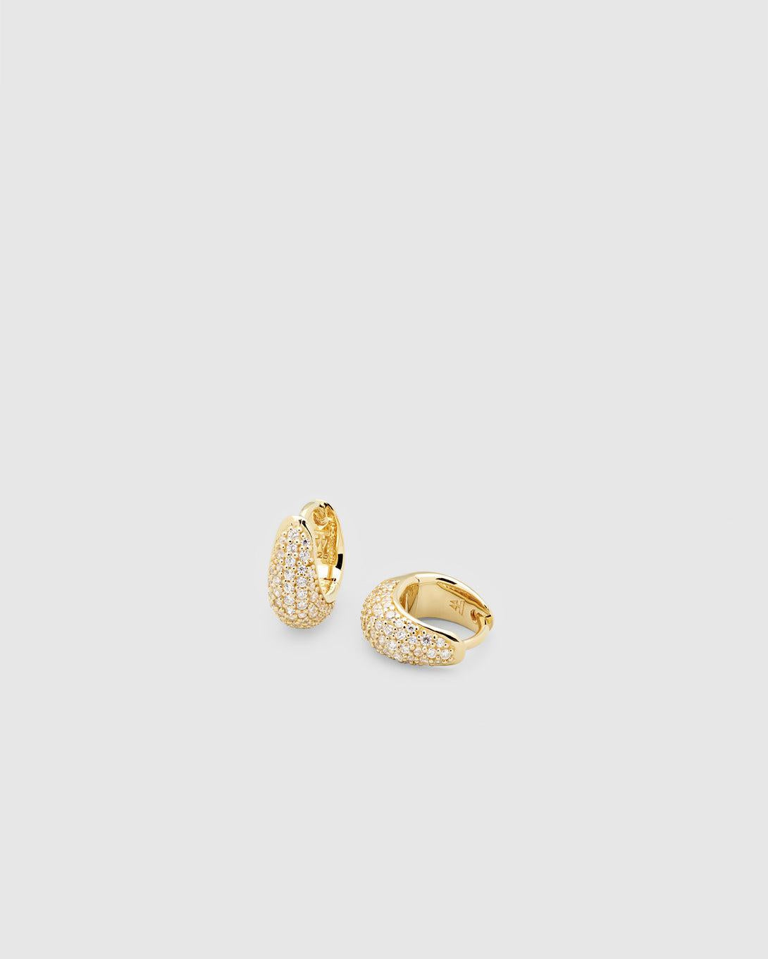 Shop - Tom Wood Ice Huggie Pave Gold Earrings | Elevastor