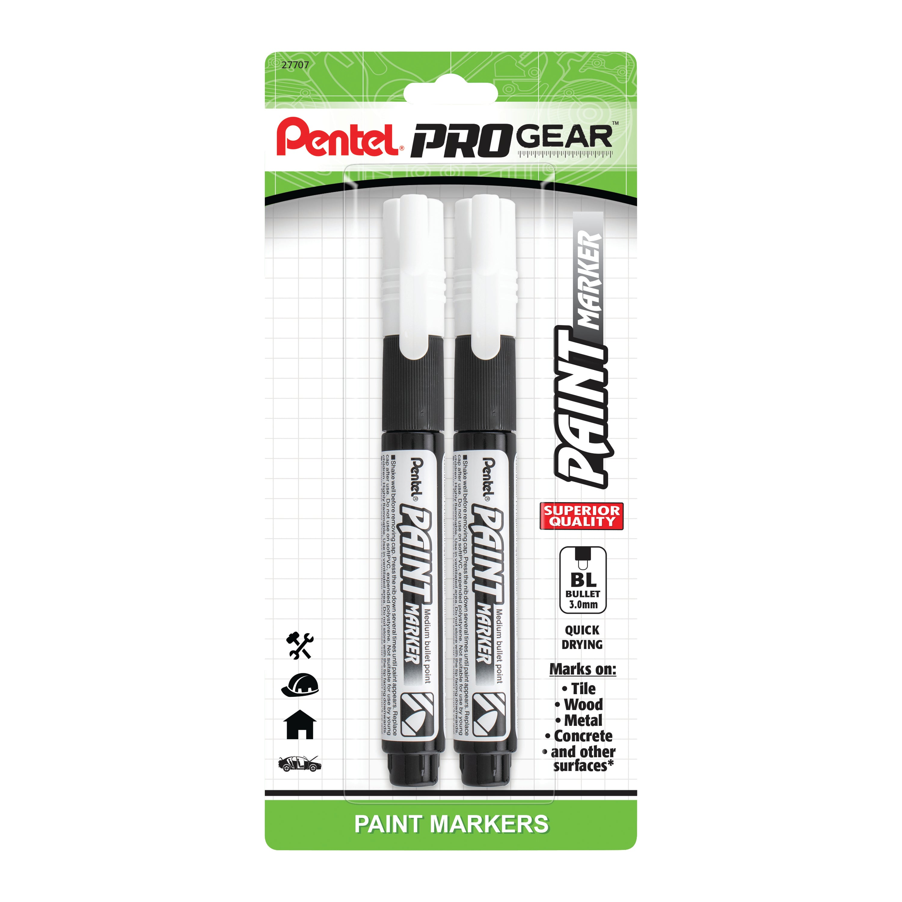 Pentel ProGear油漆标记，白色墨水，2-pks