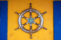 Ships wheel mounted on a wall