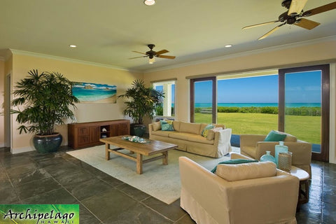 Living room with tropical plants