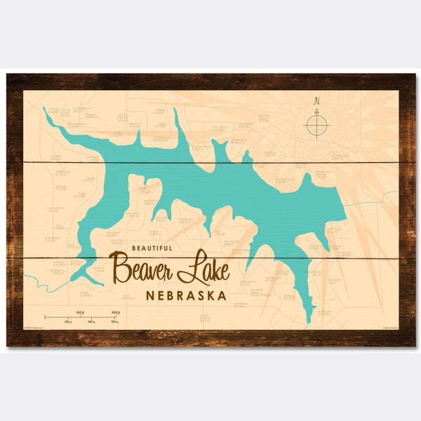 Beaver Lake Nebraska Wood Sign Map Art