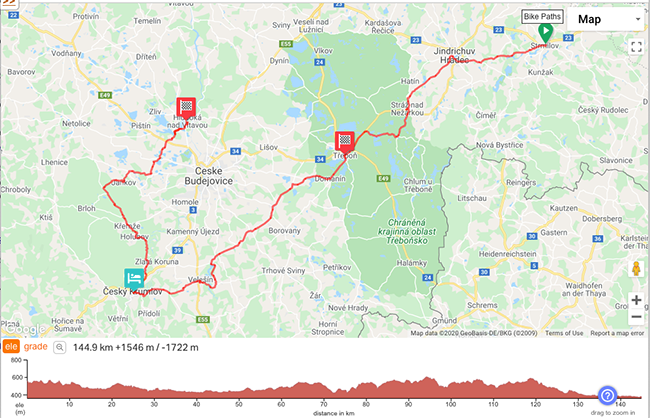 Cycling Tour Czech Republic Maps Days 5,6,7 to Prague ConnalKit