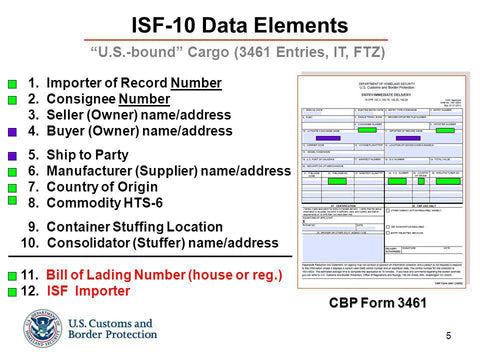 Importing goods from EU to USA - ISF filling form