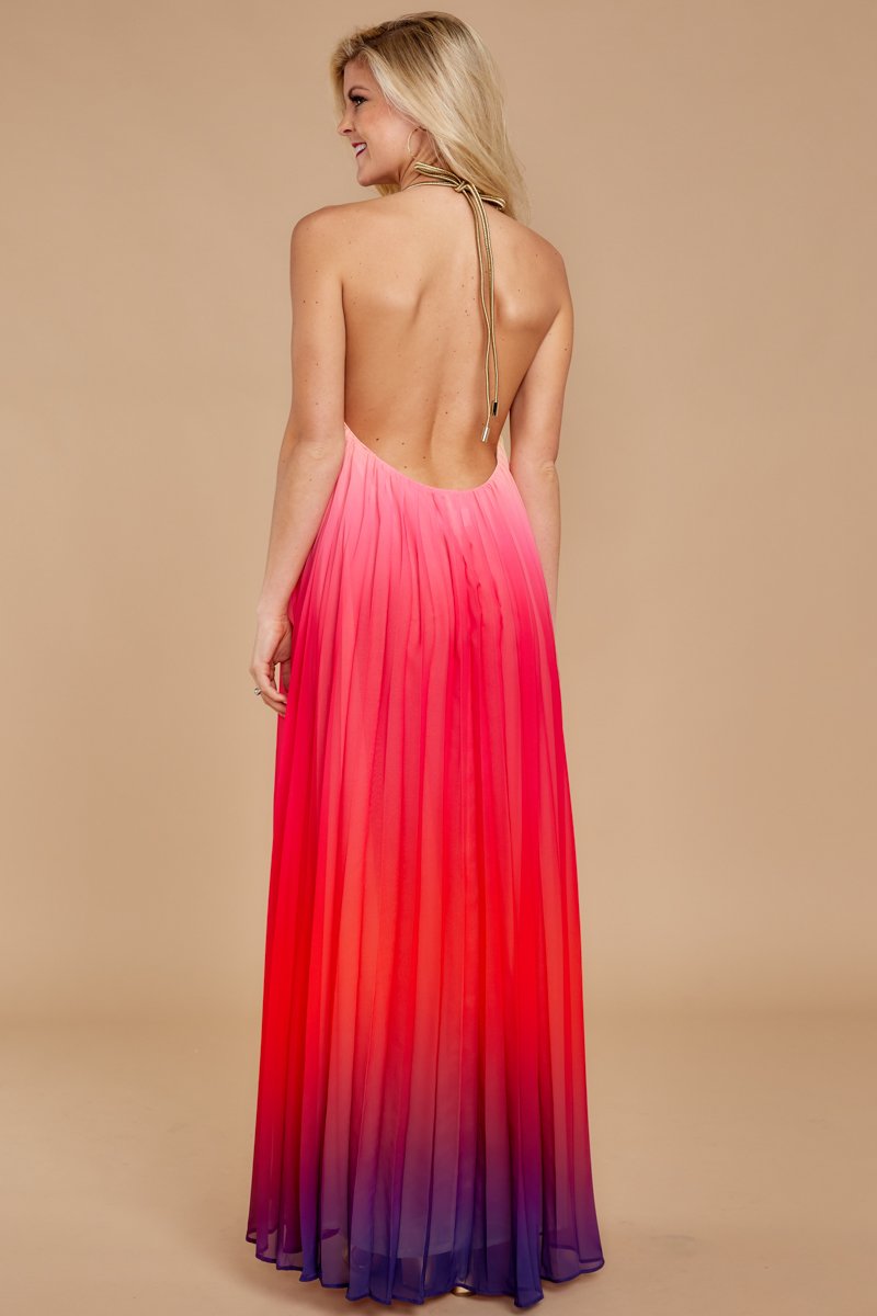 lipsy ombre pleated maxi dress