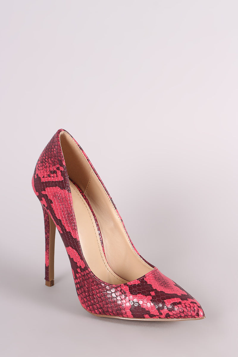 Snakeskin Pumps Heels (Red) – Glamour 