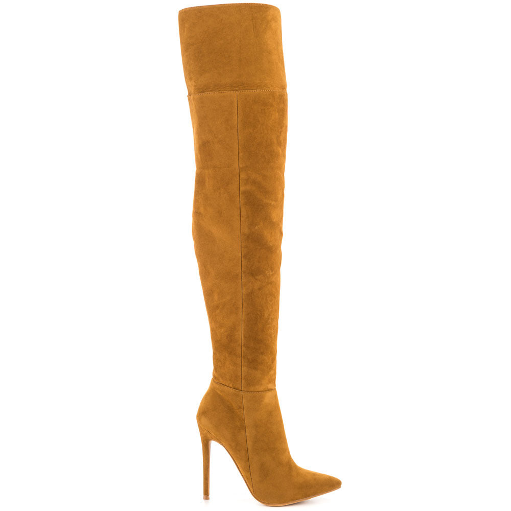 Suede Thigh High Boot (Tan) – Glamour 