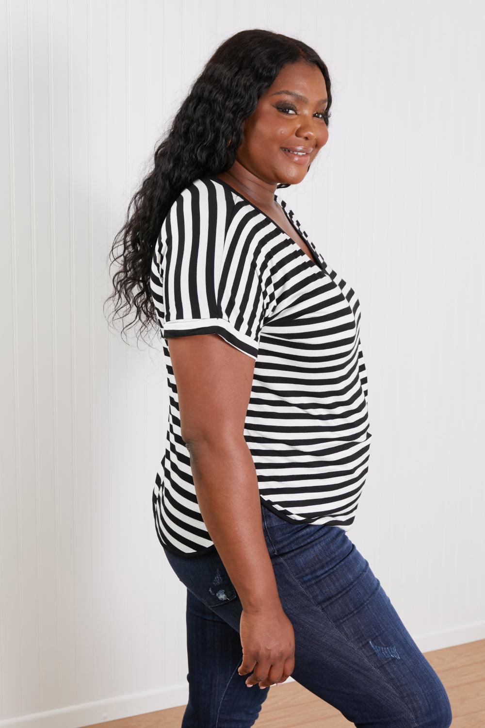 Everyday Essentials Striped V-Neck Tee | Southern Sass Boutique