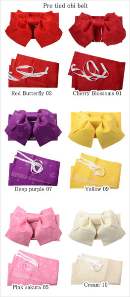 Girls yukata and obi belt set / GY #61 (11-12)