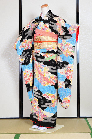 Long-sleeved kimono 6 items set / Furisode / FK#1078