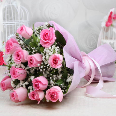 Flower Bouquet of Pink Roses