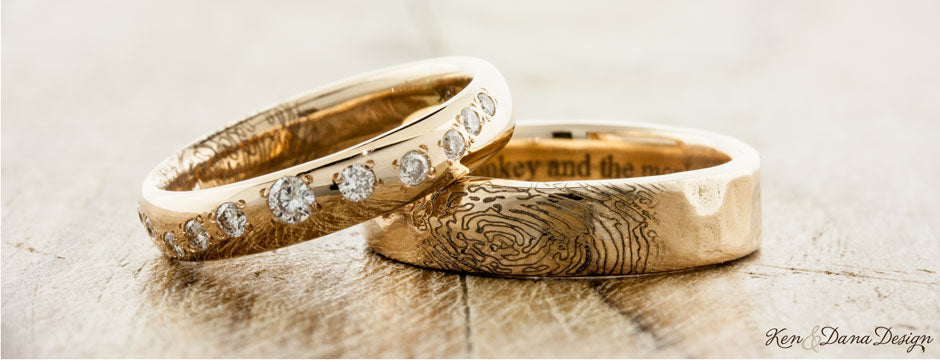 Organic style wedding rings