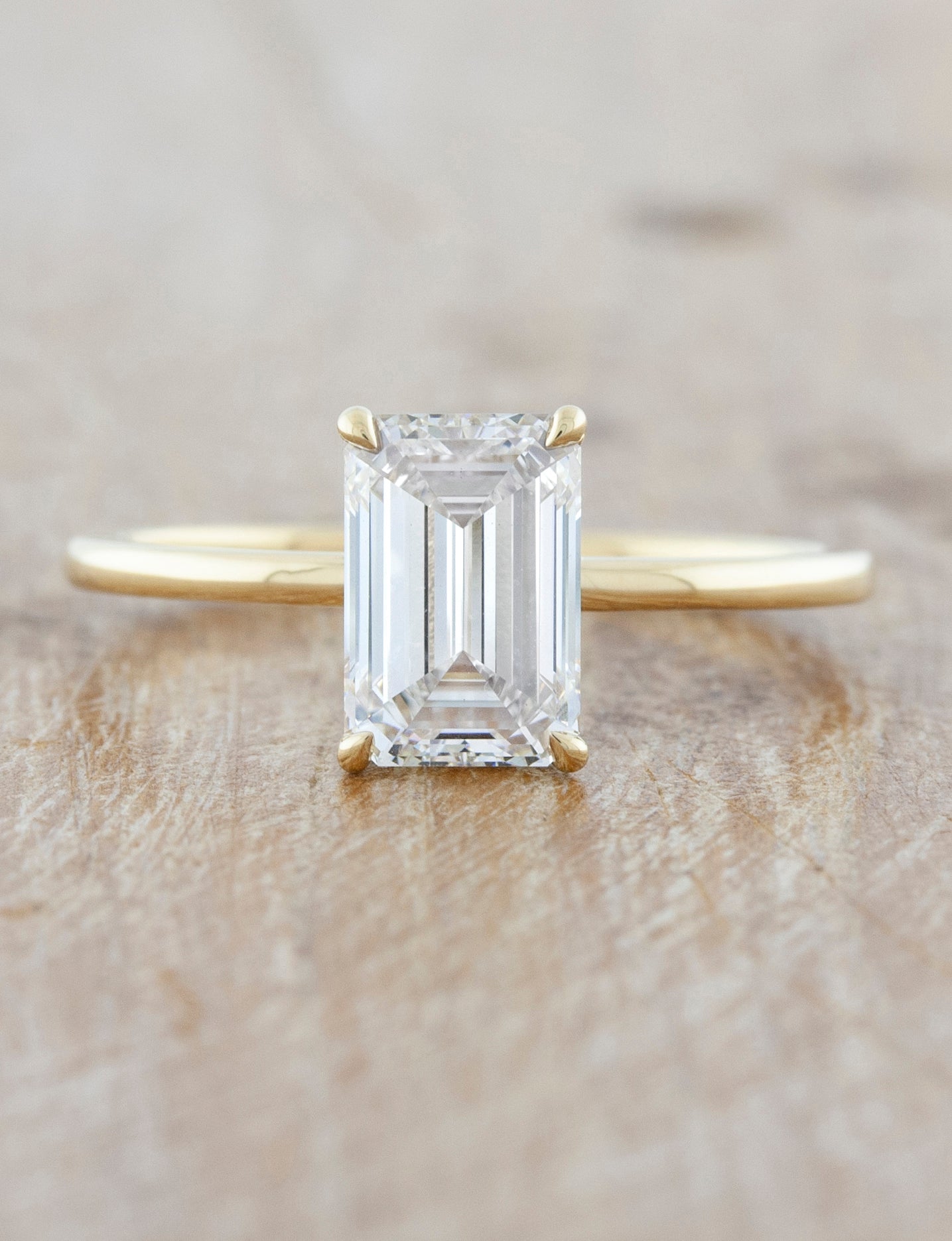 Florina Emerald: Emerald Cut Solitaire Engagement Ring with a Thin Band | Ken Dana Design