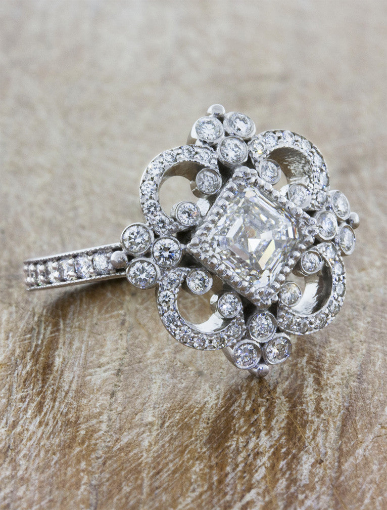 Florence: Vintage-Inspired Asscher Cut Diamond Engagement Ring | Ken