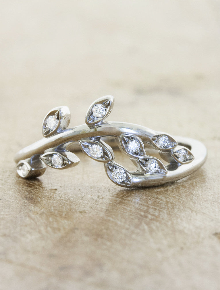 Sasha: Floral & Leaf Diamond Wedding Band | Ken & Dana Design