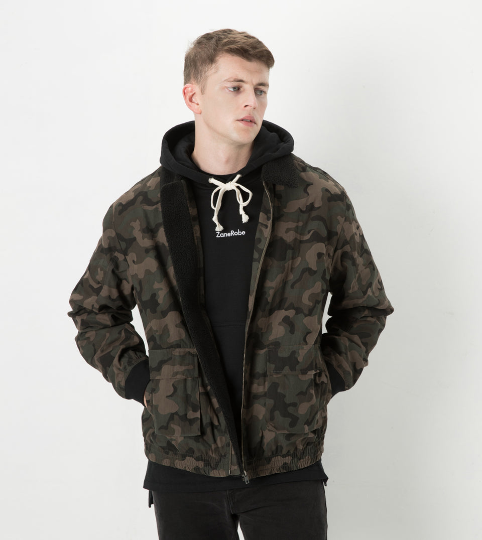 sherpa jacket dark camo