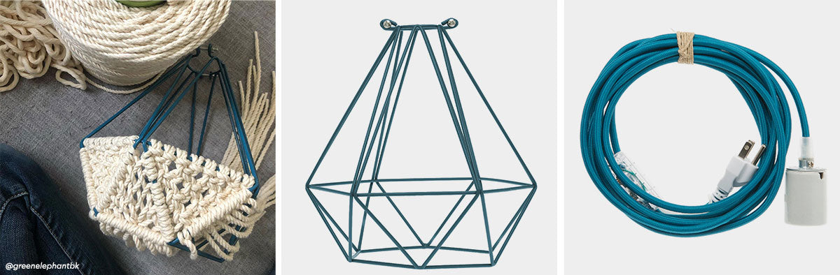 Woven Pendant Light With Geometric Cage