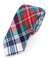 Men's Red Plaid Flannel Cotton Slim Tie