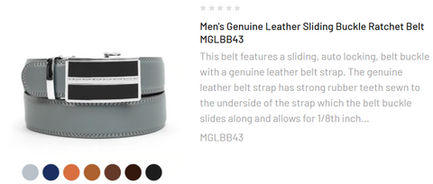 Men's Genuine Leather Sliding Buckle Ratchet Belt MGLBB43