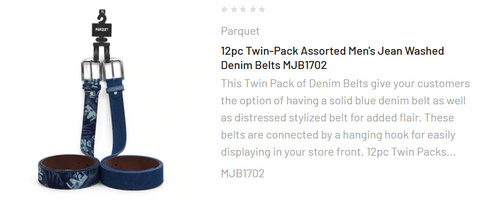 12pc Twin-Pack Assorted Men's Jean Washed Denim Belts MJB1702