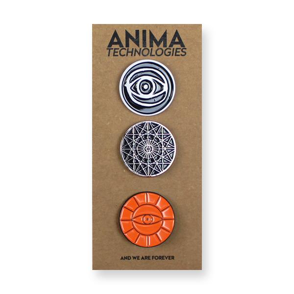 SET OF 3 EYE ENAMEL BADGE SET