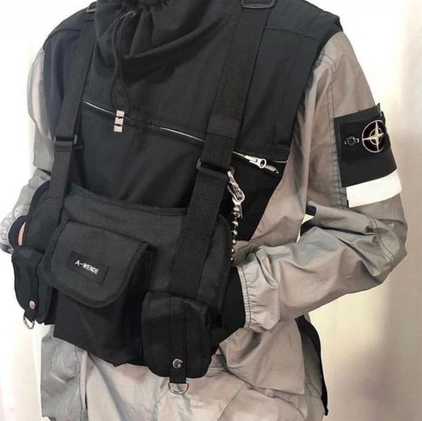 men's streetwear chest rig with jacket