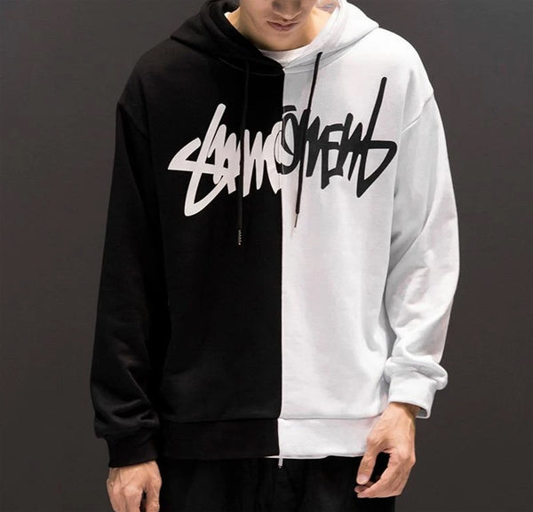 black and white oversized hoodie