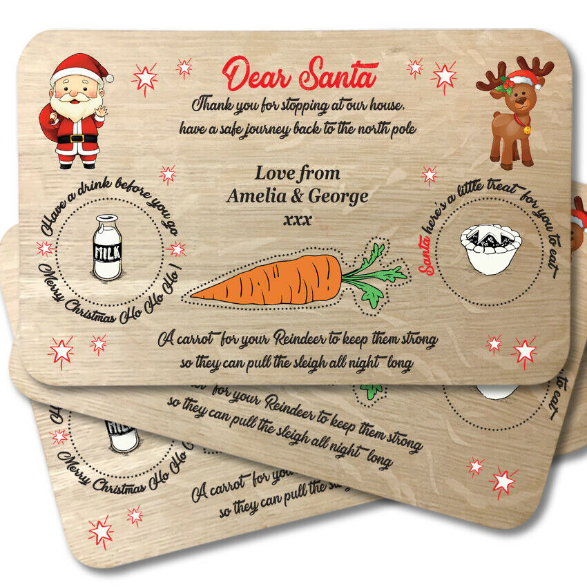 Christmas Eve Personalised Father Christmas Santa Treat Plate Heart Board