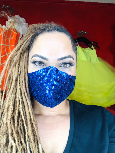 Blue Sequin Mask