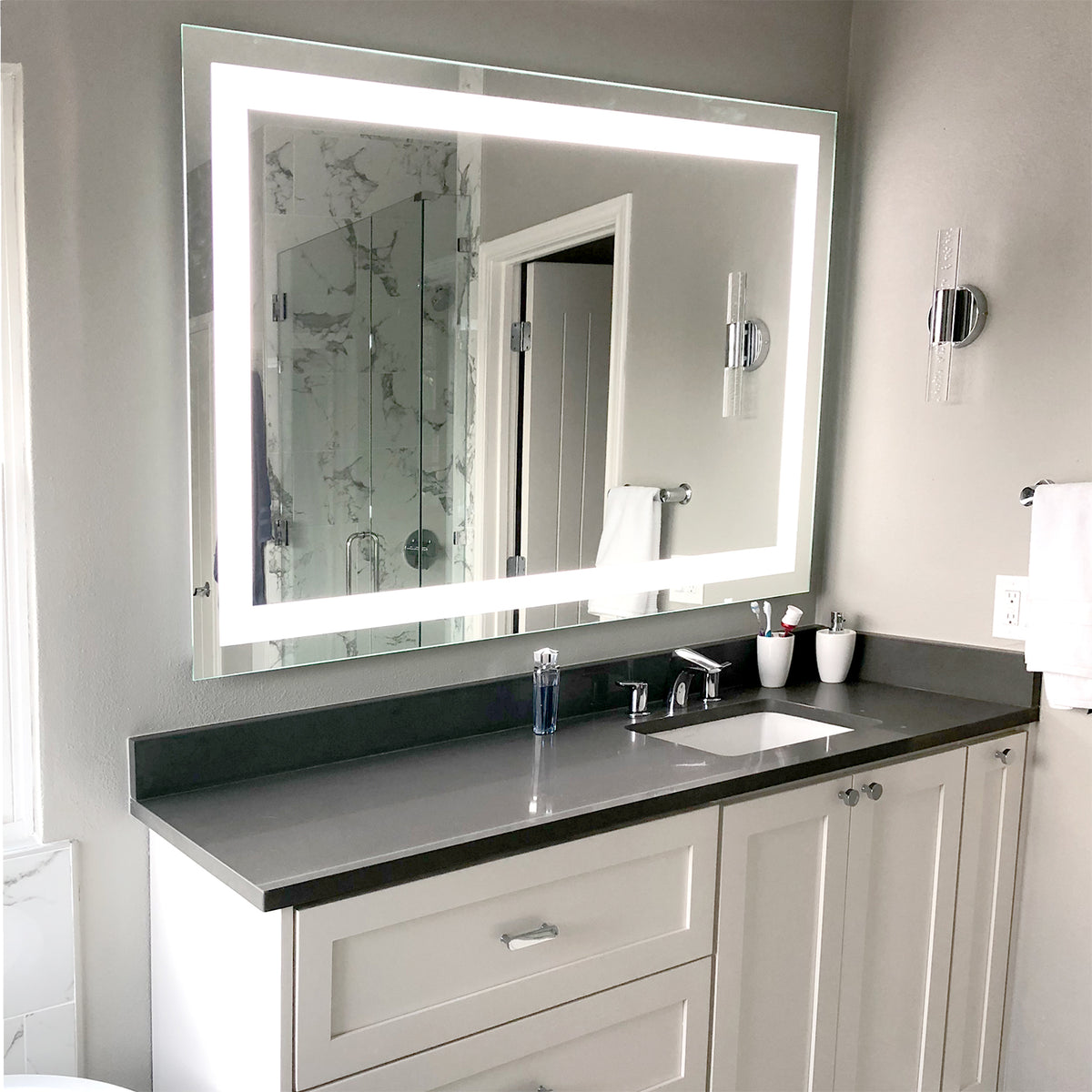 Front Lighted Led Bathroom Vanity Mirror 40 X 32 Rectangular