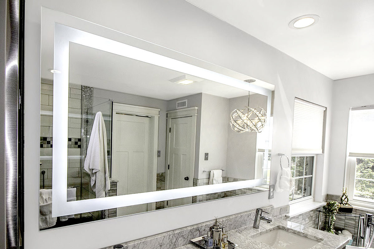 lighted made to measure frame with 72 led show original title Details about   Modern bathroom mirror 