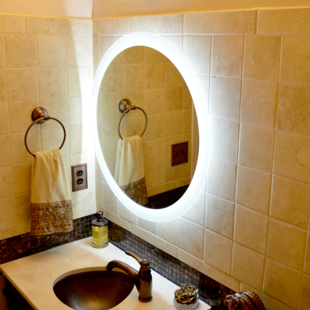 Side-Lighted Bathroom Mirror: 24" x 24" - Round – Mirrors & Marble
