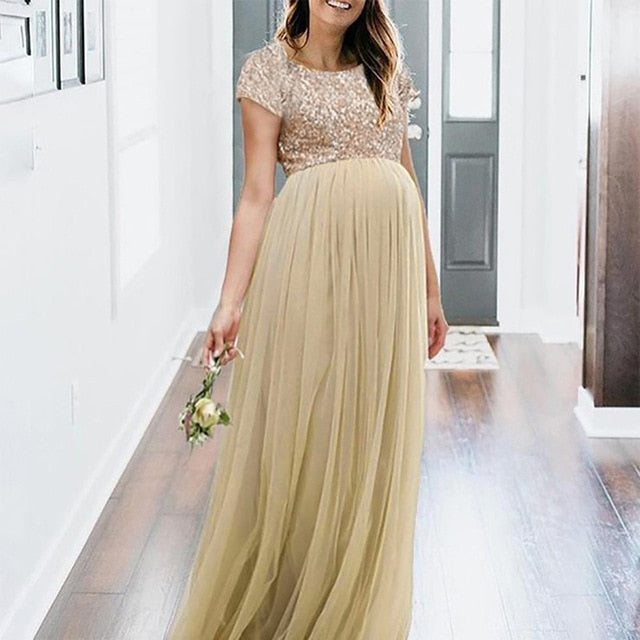 maternity sequin maxi dress