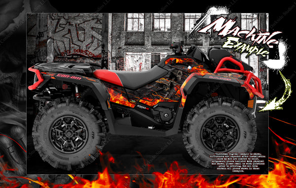 CAN-AM OUTLANDER '06-'11 500 650 800R GRAPHICS WRAP "MACHINEHEAD" RED SKULLS 