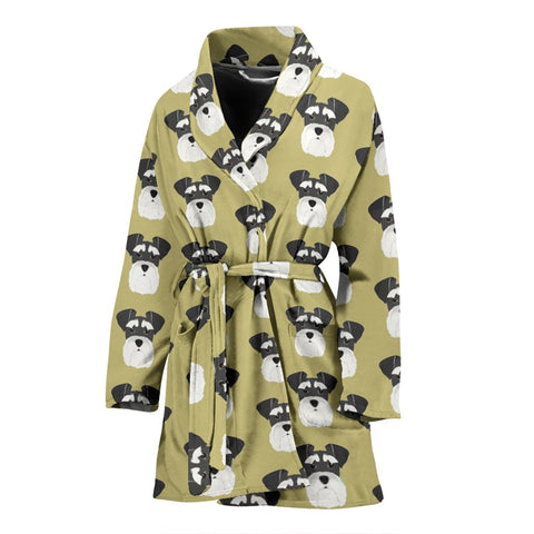 Miniature Schnauzer Dog Pattern Print Women's Bath Robe-Free Shipping