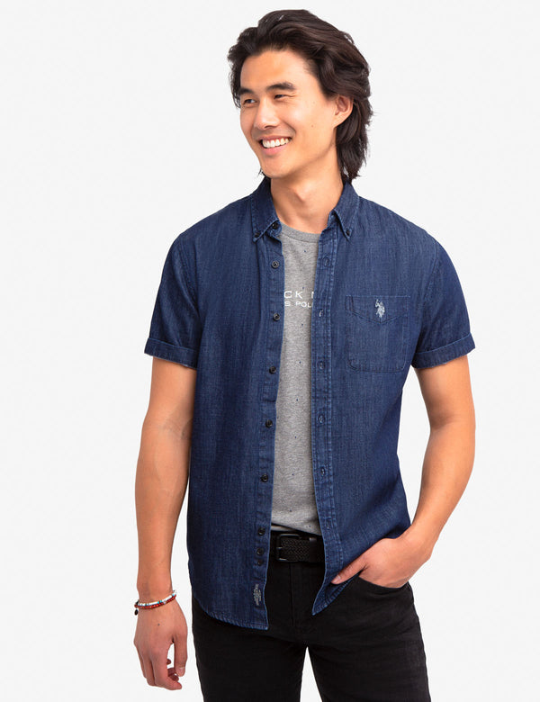 denim polo shirt