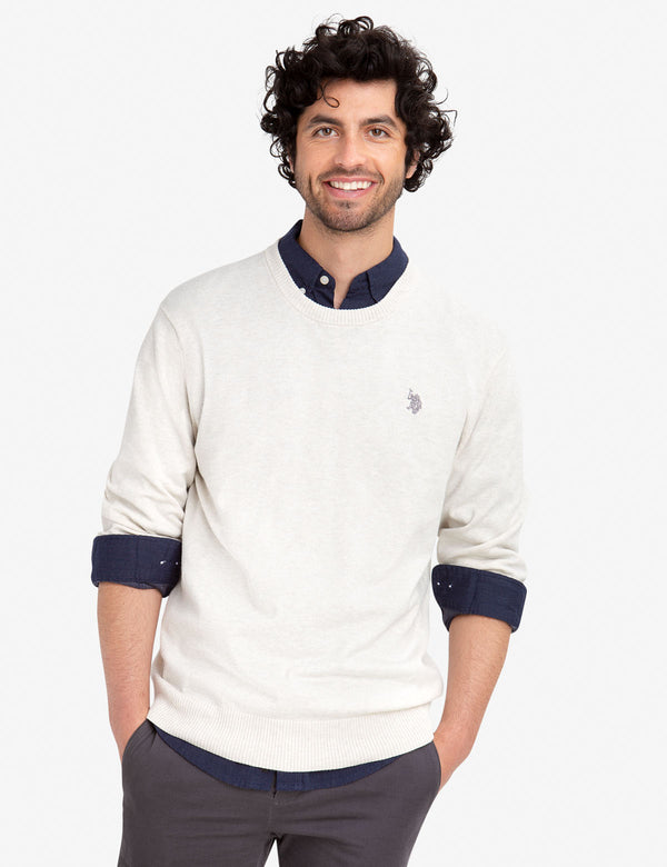 polo under crew neck sweater