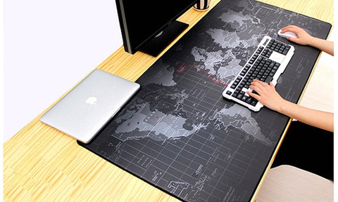 Large Full-Desk Coverage Mousepad With World Map Print