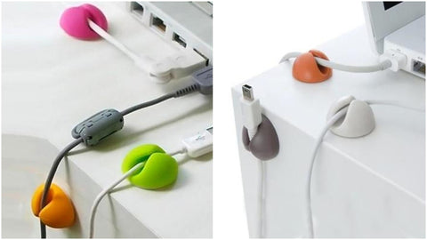 Desk cable and wire organizer clips