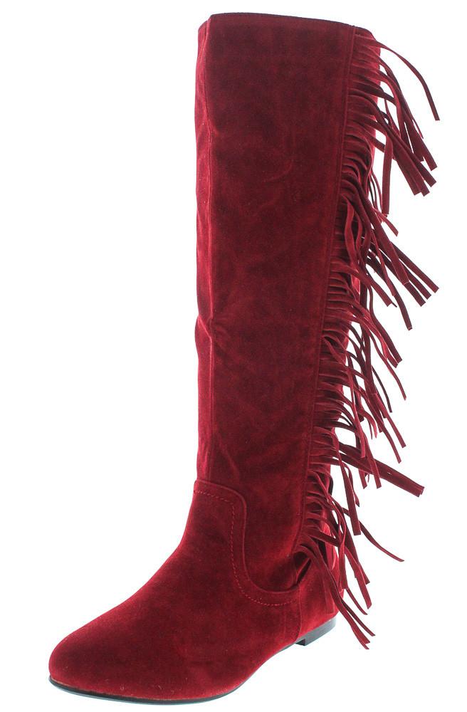 red suede fringe boots